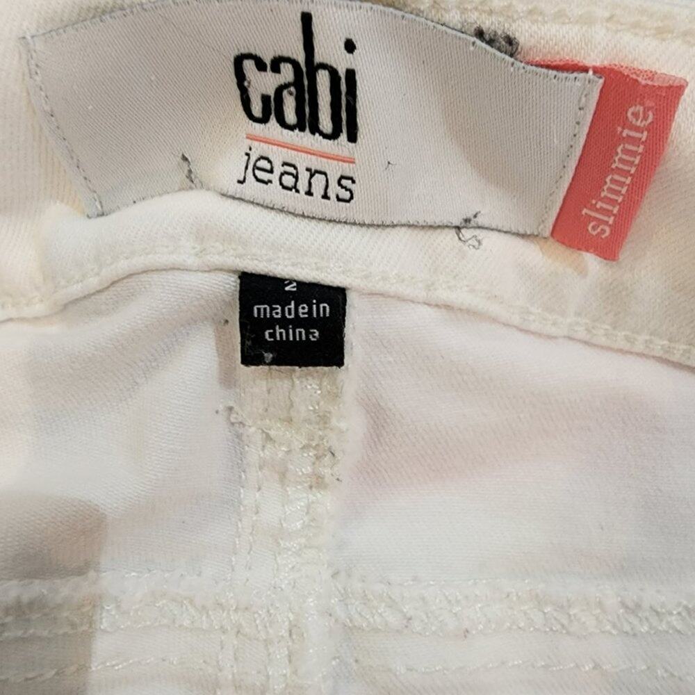 CAbi Skinny Jeans Women 2 Slimmie #5088 White Denim Stretch 5 Pocket EUC - Picture 4 of 6
